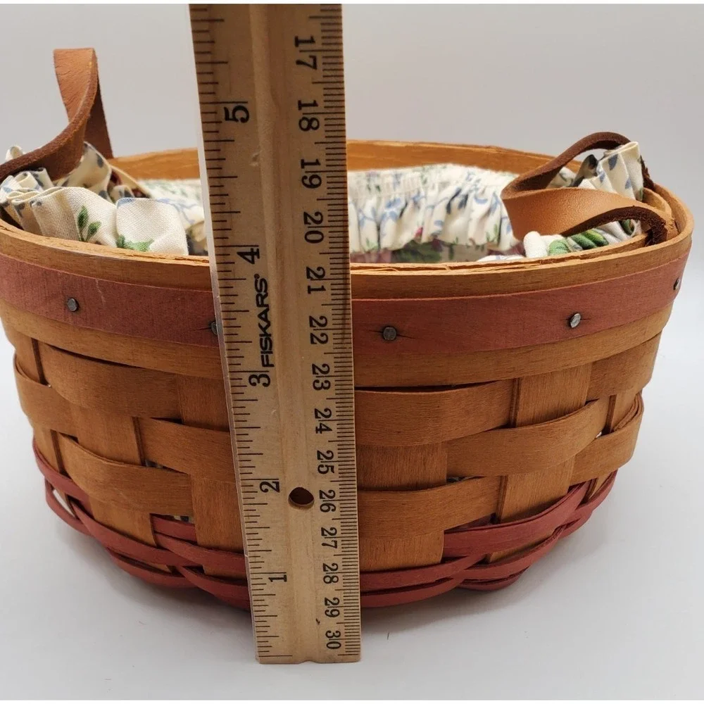 Longaberger Round Double Handle Basket Rose‎ Floral Liner & Protector
